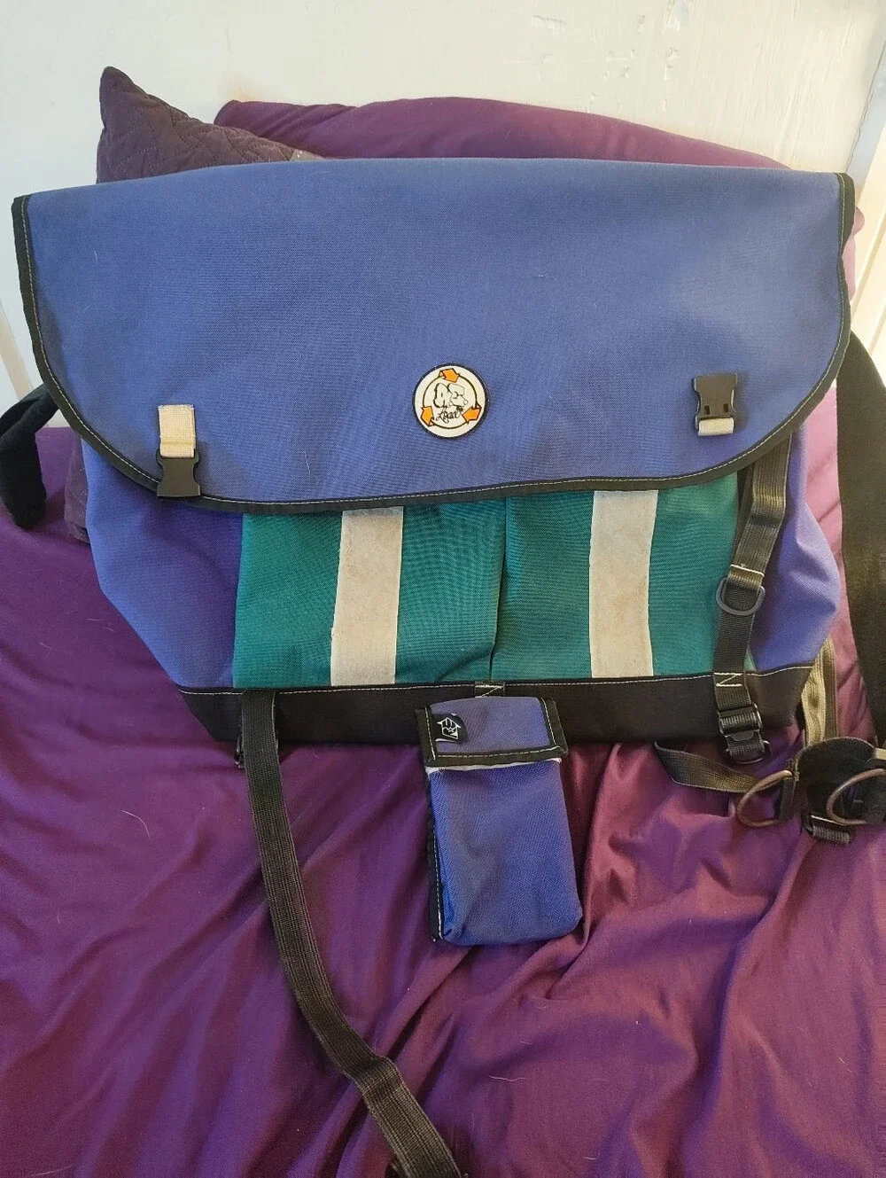 REload XL Full Custom Bicycle Messenger Bag Matching Cell Holster Purple/Teal